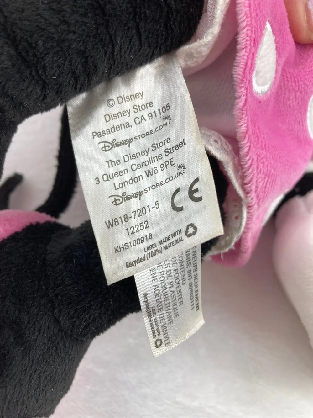 Disney Store Authentic Minnie Mouse Plush Stuffed Animal Toy 14” Pink